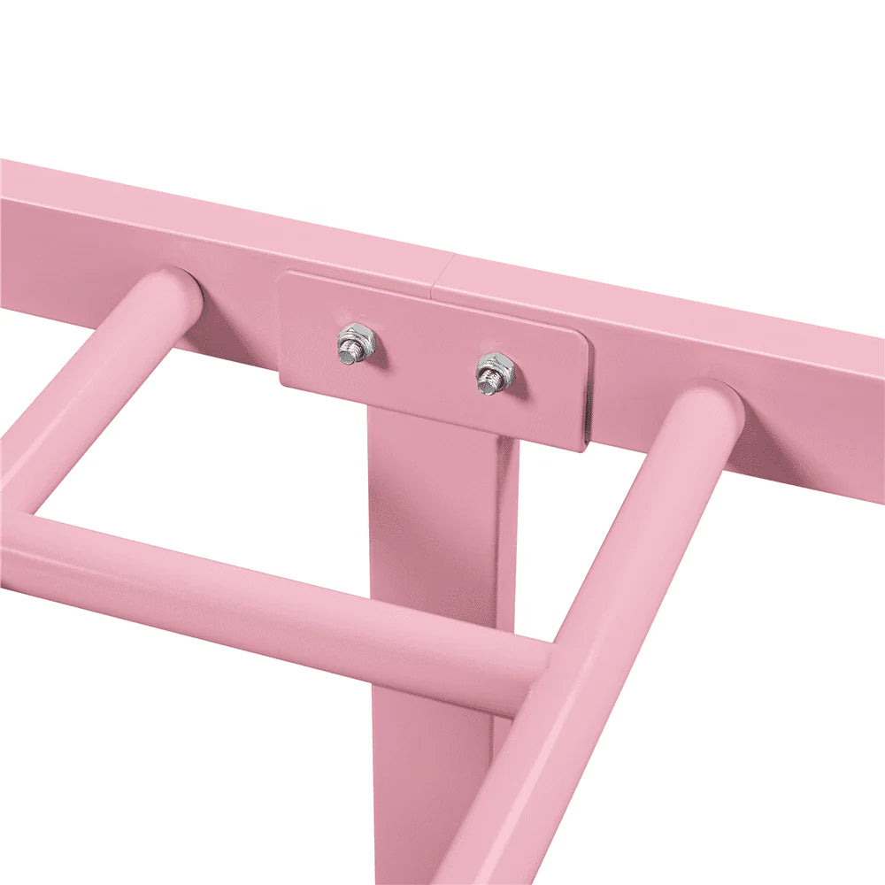 Easyfashion Jocelyn Modern Graceful Scroll Metal Platform Twin Bed,Pink