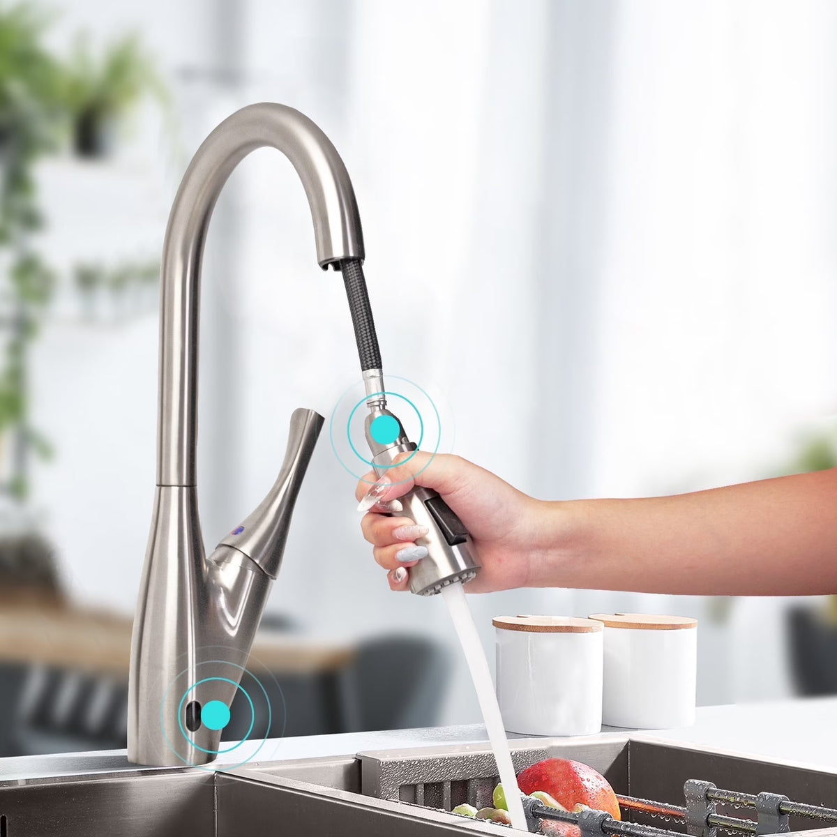 Dual-sensor Pull Down Touchless Kitchen Faucet