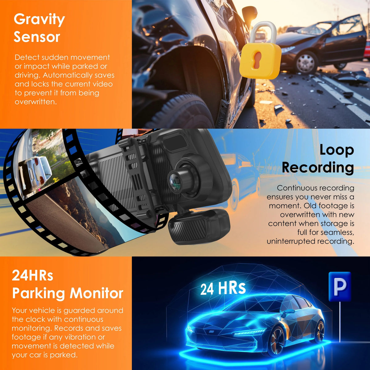 Rexing - M4 1080p 4-Channel Mirror Dash Cam with Smart BSD GPS