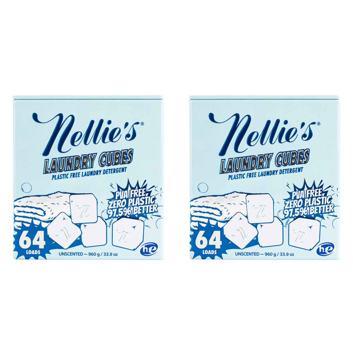 Nellie's Laundry Detergent Cubes, Unscented, 128 Loads