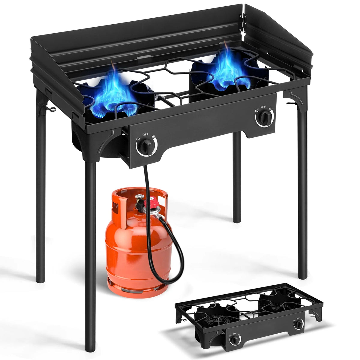 Ktaxon 2 Burner 150000 BTU Cooker Outdoor Camping Picnic Stove Stand BBQ Grill