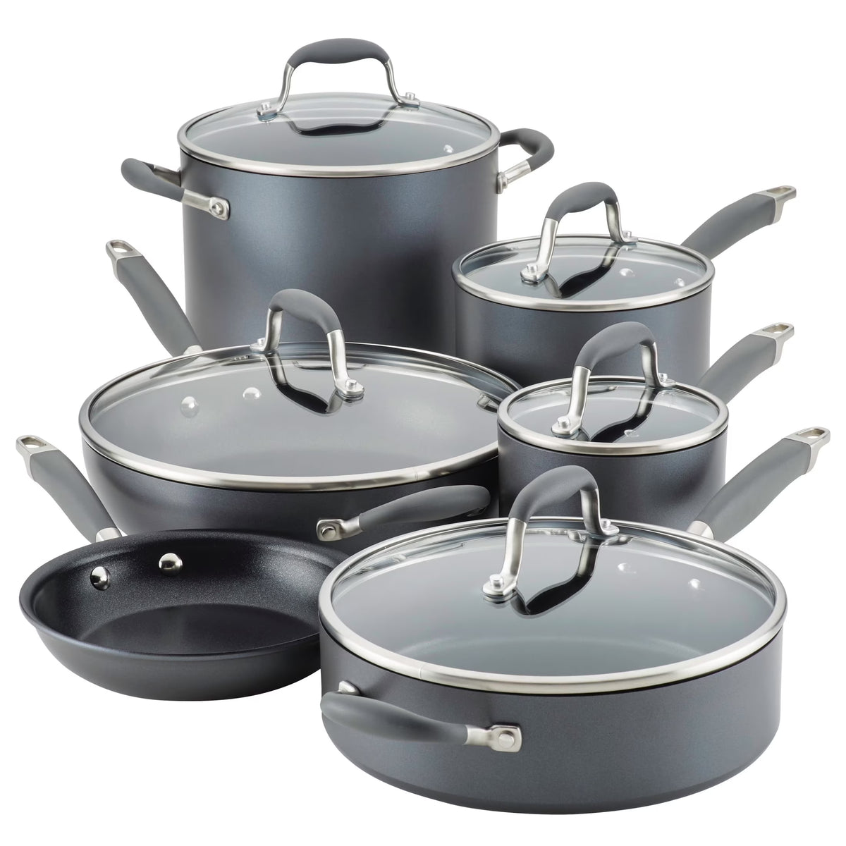 Anolon Advanced Home 11 Piece Hard-Anodized Nonstick Cookware Set, Moonstone