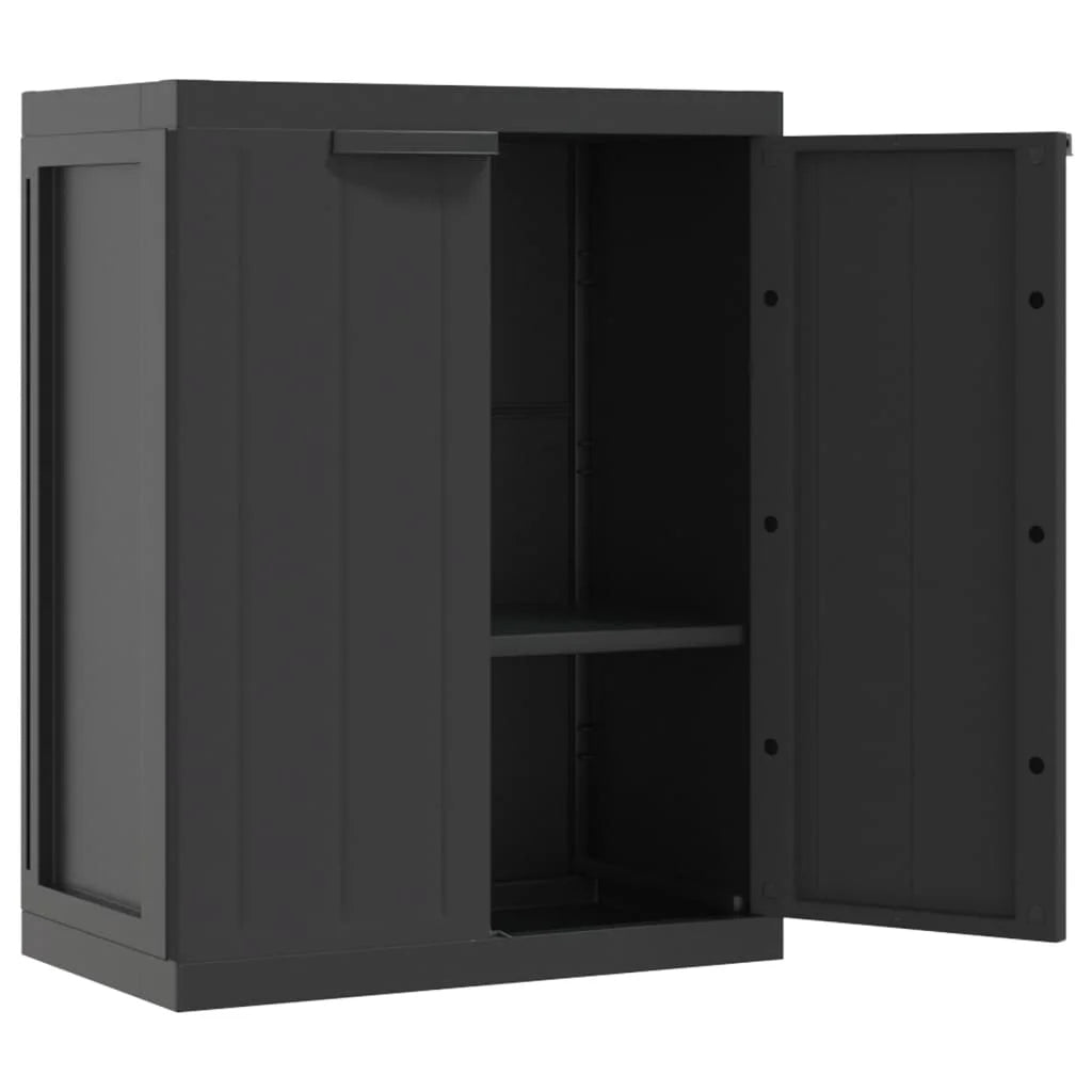 vidaXL Outdoor Storage Cabinet Black 25.6"x14.6"x33.5" PP