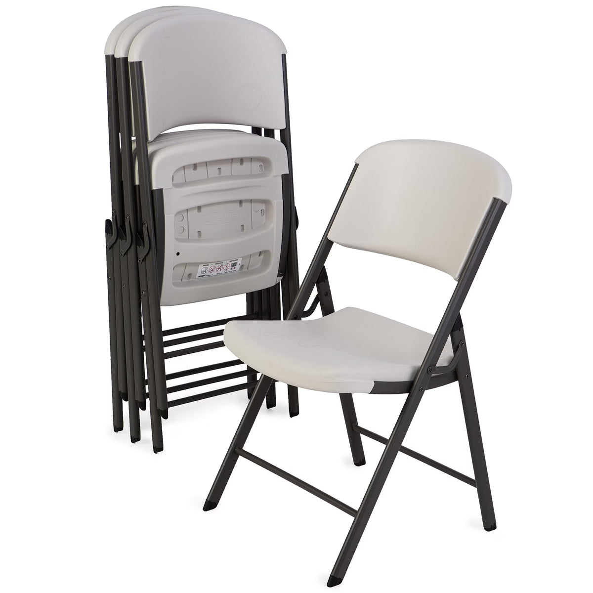 Lifetime Folding Chair, Indoor/Outdoor Commercial, White Granite, 4 Pack (42804)