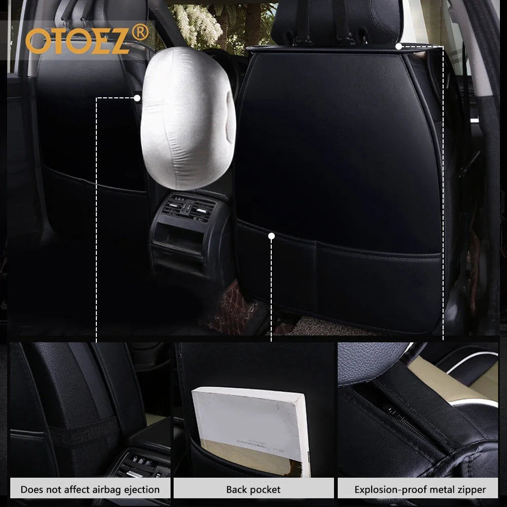 OTOEZ Leather Car Seat Cover Universal 5 Seats Full Set Front Rear Seat Protector