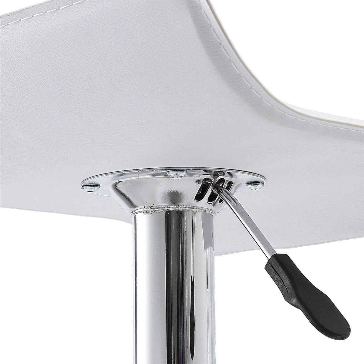Costway Set of 2 Swivel Bar Stools Adjustable PU Leather Backless Dining Chair White Low Back