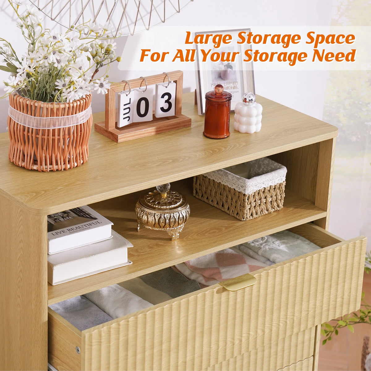 Dresser 4 Drawer Tall Chest of Drawers for Bedroom, Vintage Style Furniture for Closet, Nightstand, 43.63'' H X 31.5' W X 15.35'' D