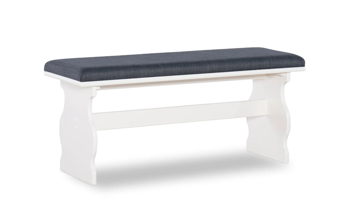 Linon Weston Corner Dining Breakfast Nook with Table and Bench, Seats 5-6, White Finish with Charcoal Fabric