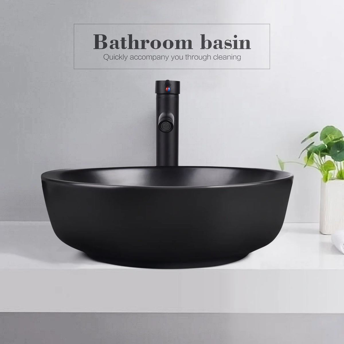 FULLWATT Bathroom Ceramic Sink Vanity Vessel Basin Porcelain Faucet Drain Combo Rectangle,White