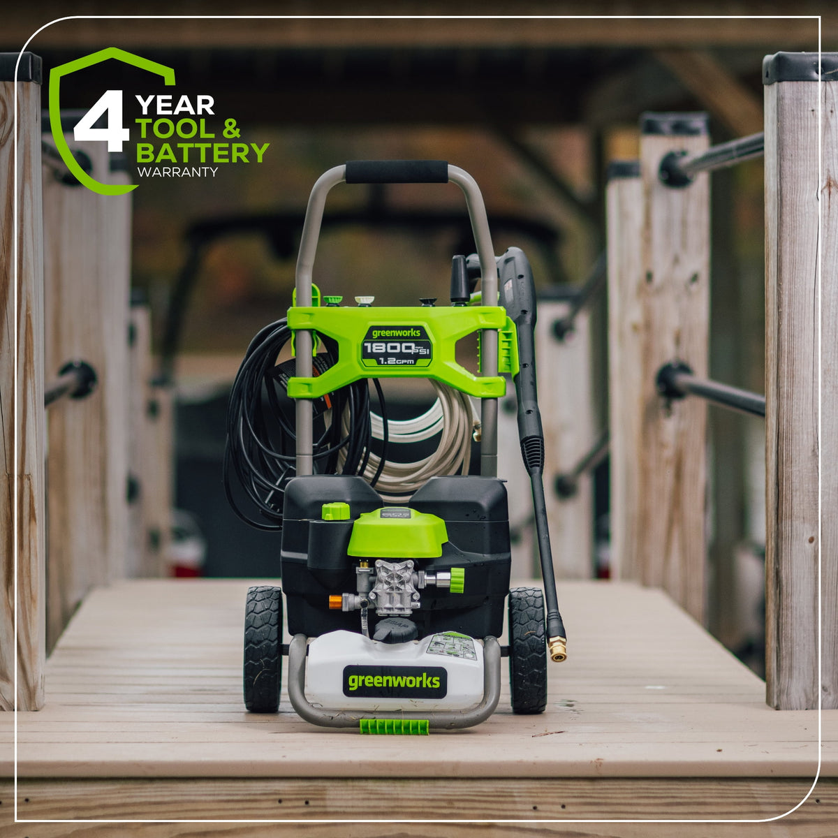 Greenworks 60V Hybrid 1800 PSI 1.2 GPM Cold Water Pressure Washer with (2) 4Ah Batteries & Charger 5129102