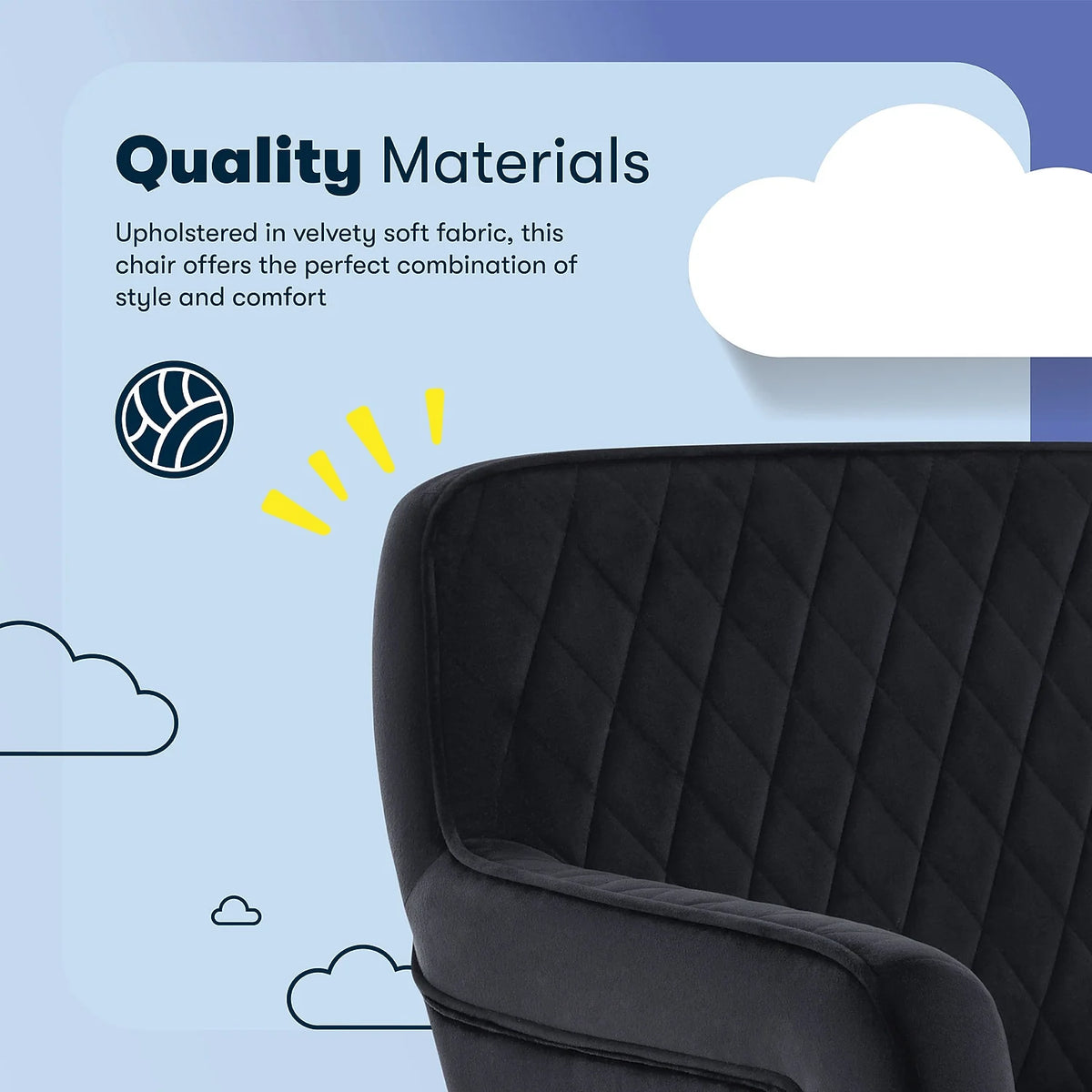 Serta Ashleigh Modern Office Chair Diamond-Tufted Design Black Velvet Fabric