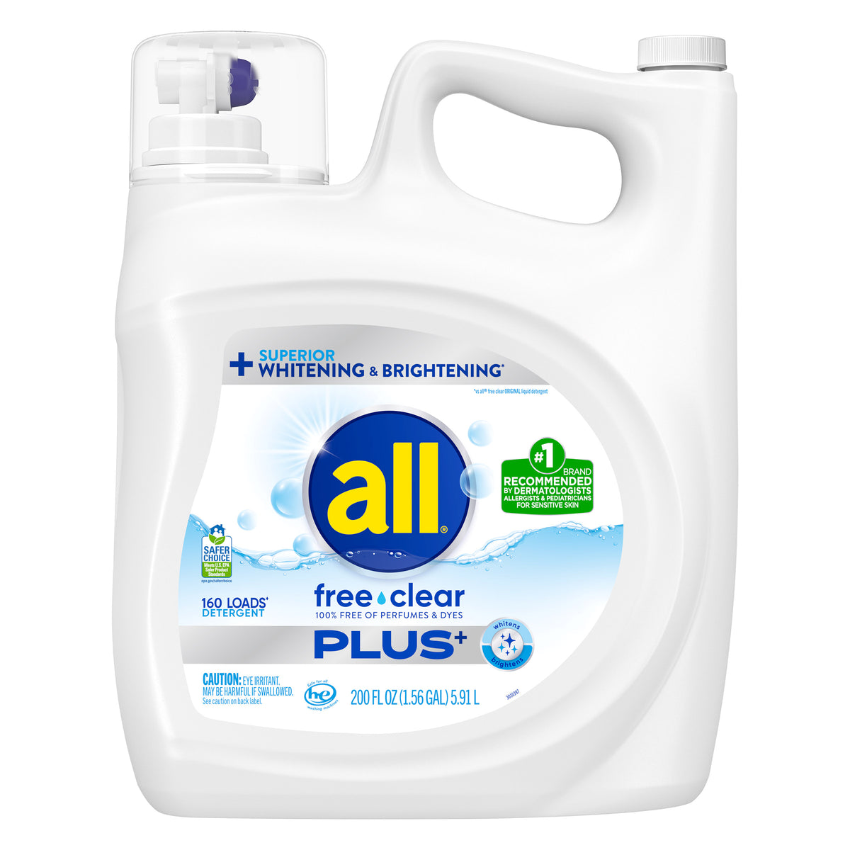 All Free & Clear Plus+ Liquid Laundry Detergent, 160 Loads, 200 fl oz