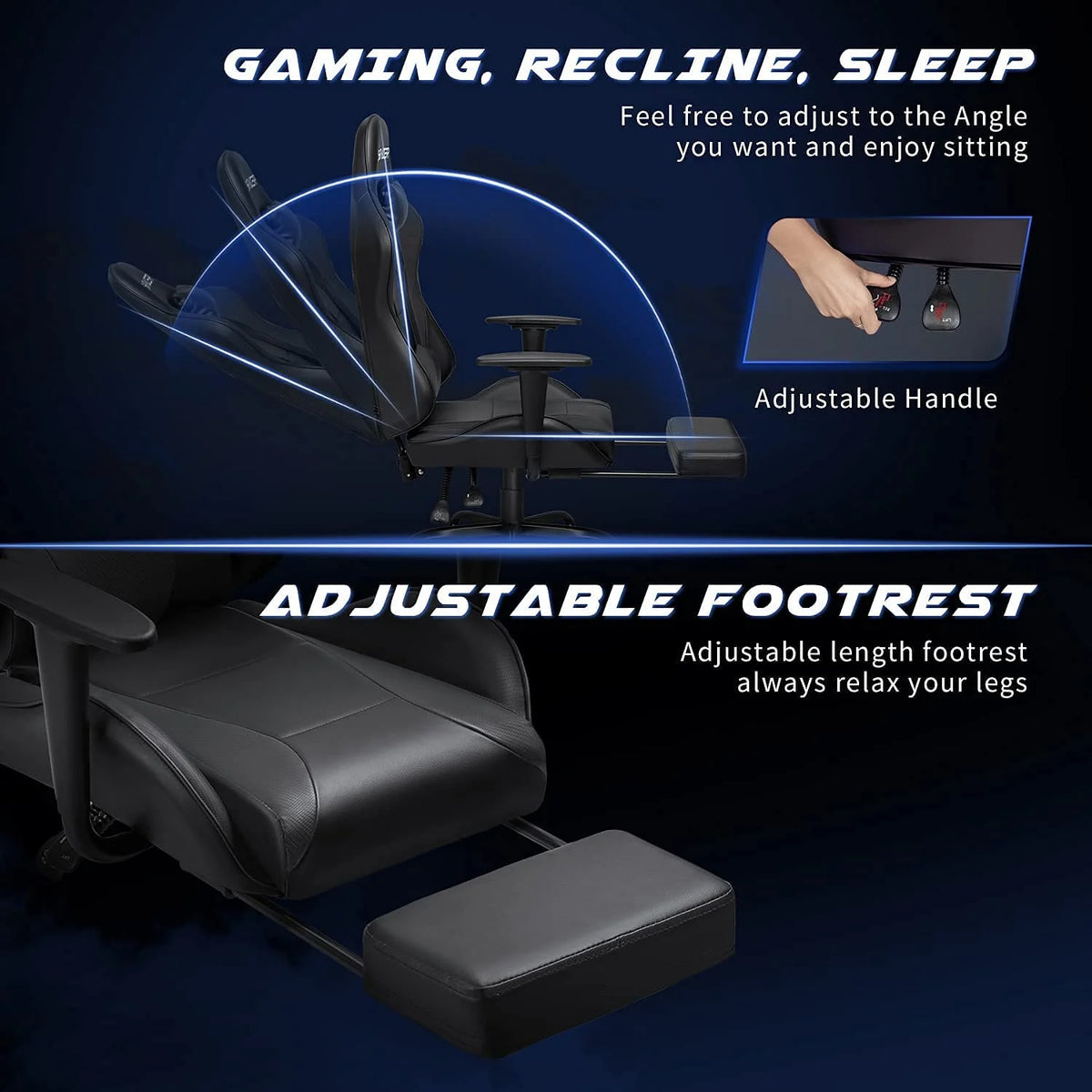 Lacoo High Back Gaming Chair Ergonomic Gaming Computer Chair,Black