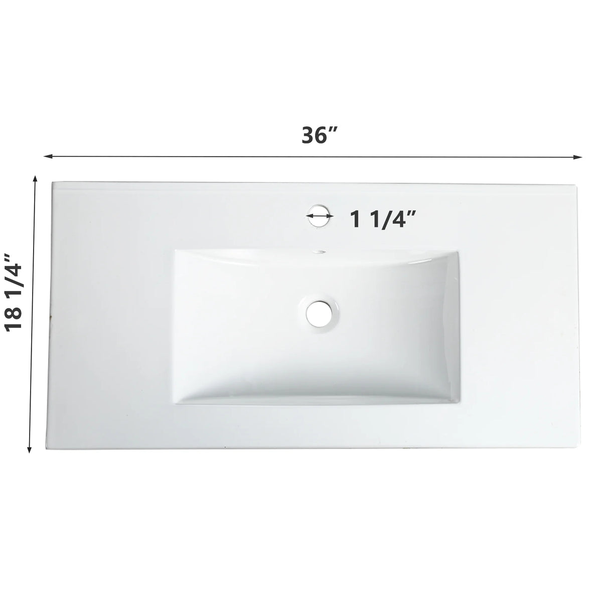 Miniyam 24" Ceramic Sink with Overflow, Drop in Bathroom Vessel Sink, White