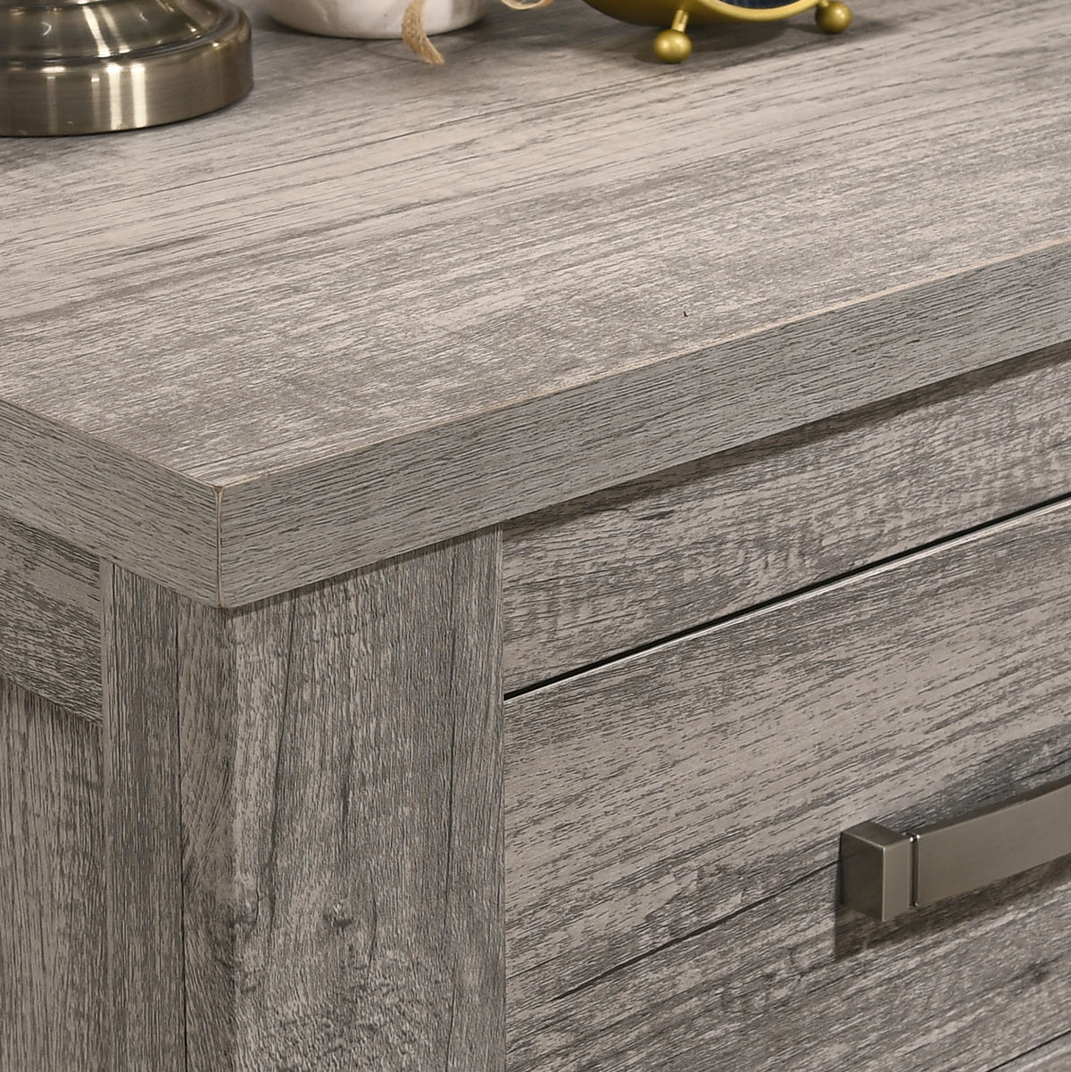 Roundhill Furniture Floren Transitional Bedroom Set, 5 Piece, Weathered Gray Wood