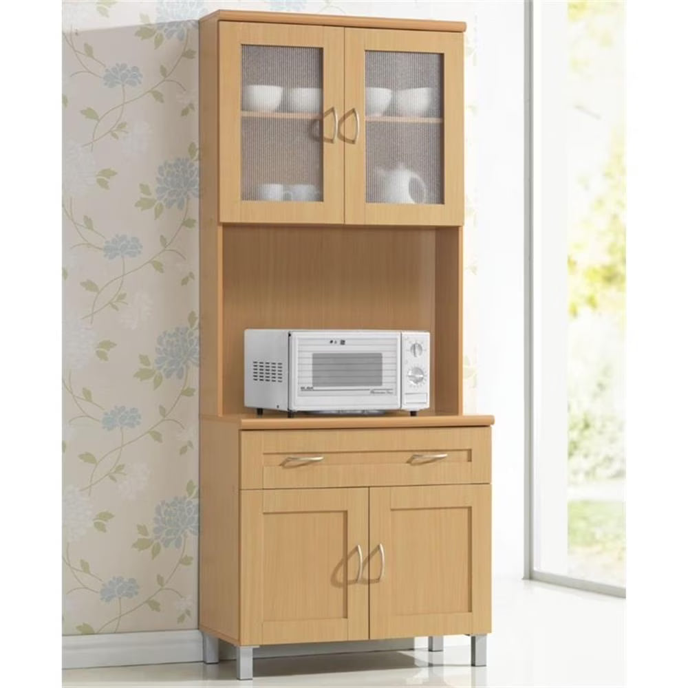 Hodedah Tall Free Standing Kitchen Cabinet, White