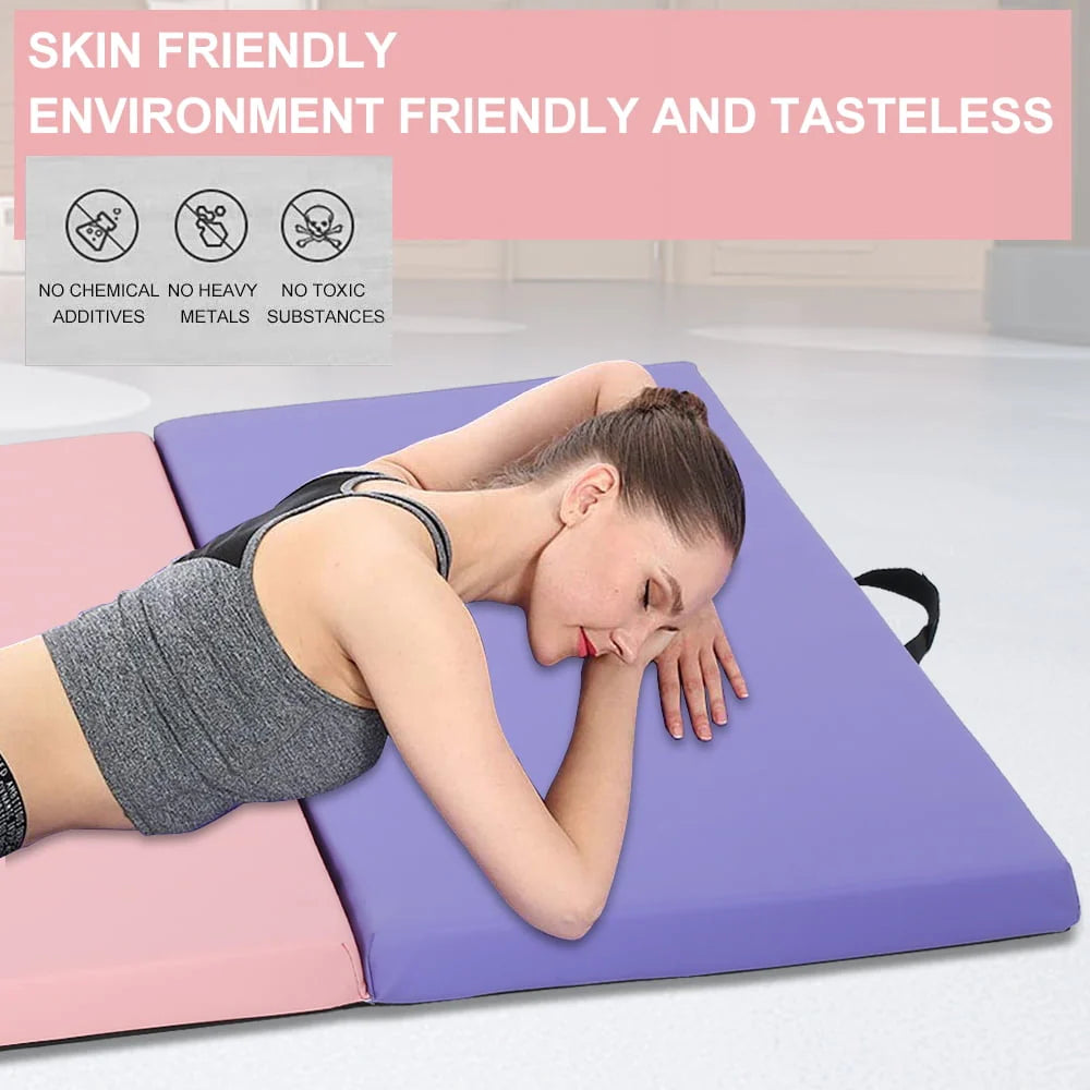Dkelincs Folding Gymnastics Mats with Handle 6'x4'x2" 4 Panel Tumbling Exercise Mat Waterproof, CM