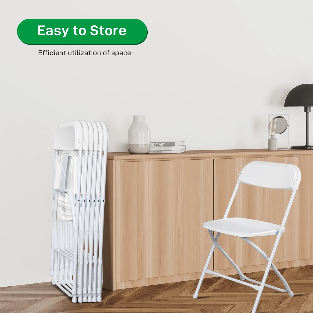 Winado 6 Pack Plastic Folding Chairs Wedding Party Event Chair White