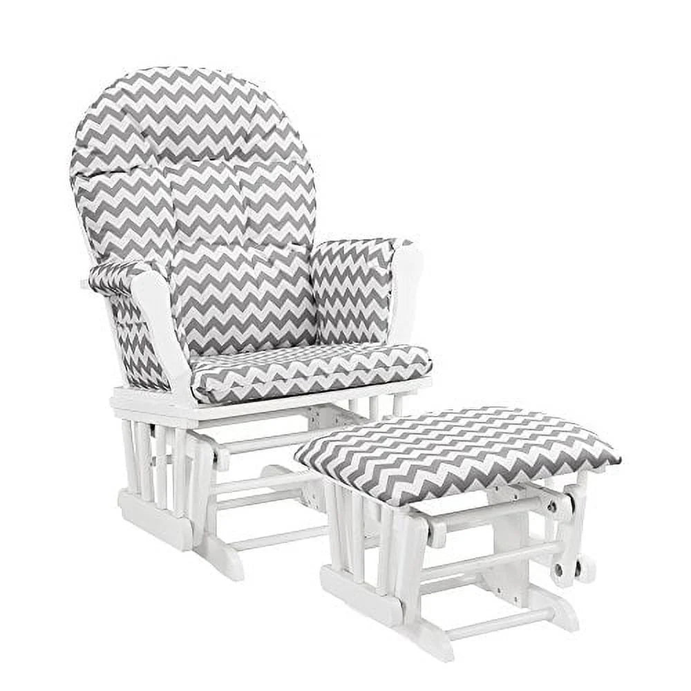 Angel Line Windsor Glider and Ottoman, Natural Finish with Gray Cushions