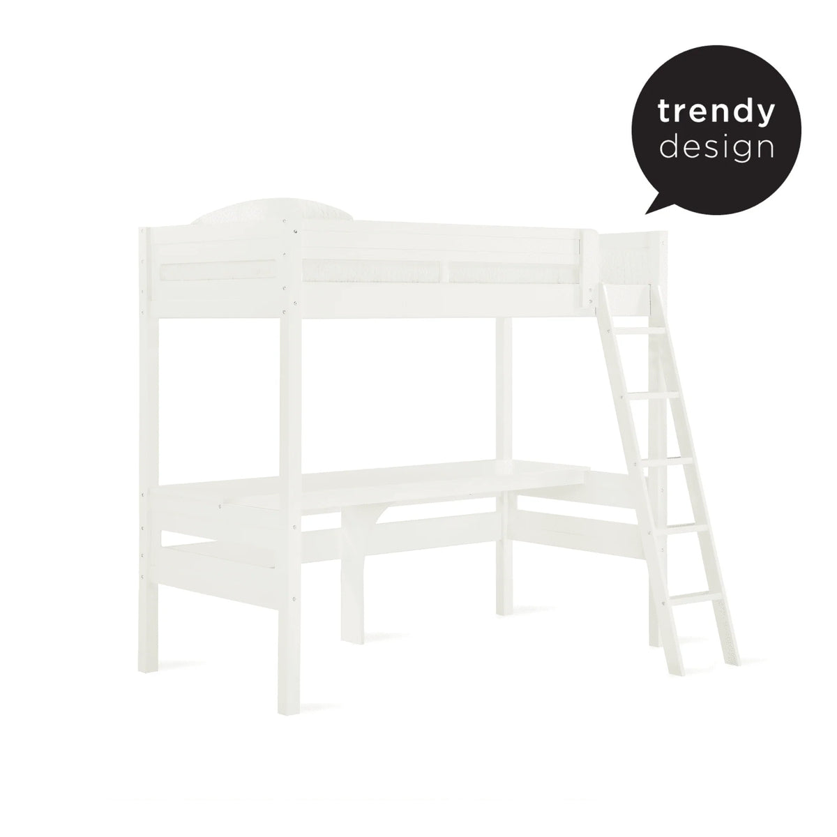Teen Novogratz Lennon Twin Size Loft Bed with Desk, White