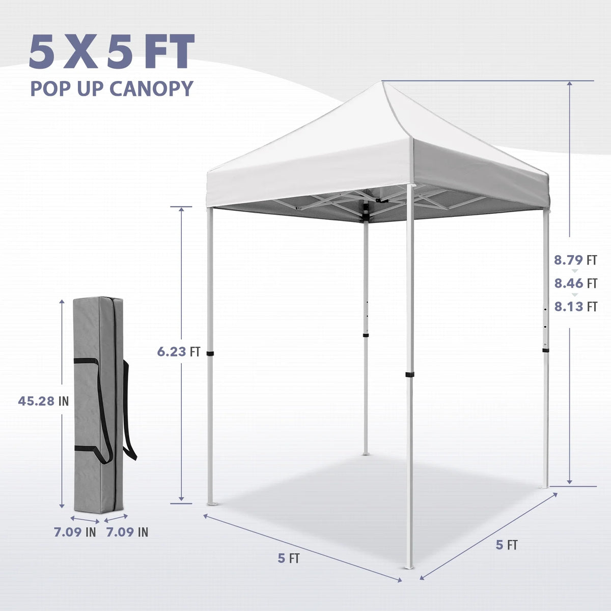 INTER HUT 5x5 Outdoor Pop up Canopy Gazebo, Instant Easy Set up Outdoor Canopy Commercial Fair Shelter, Beige