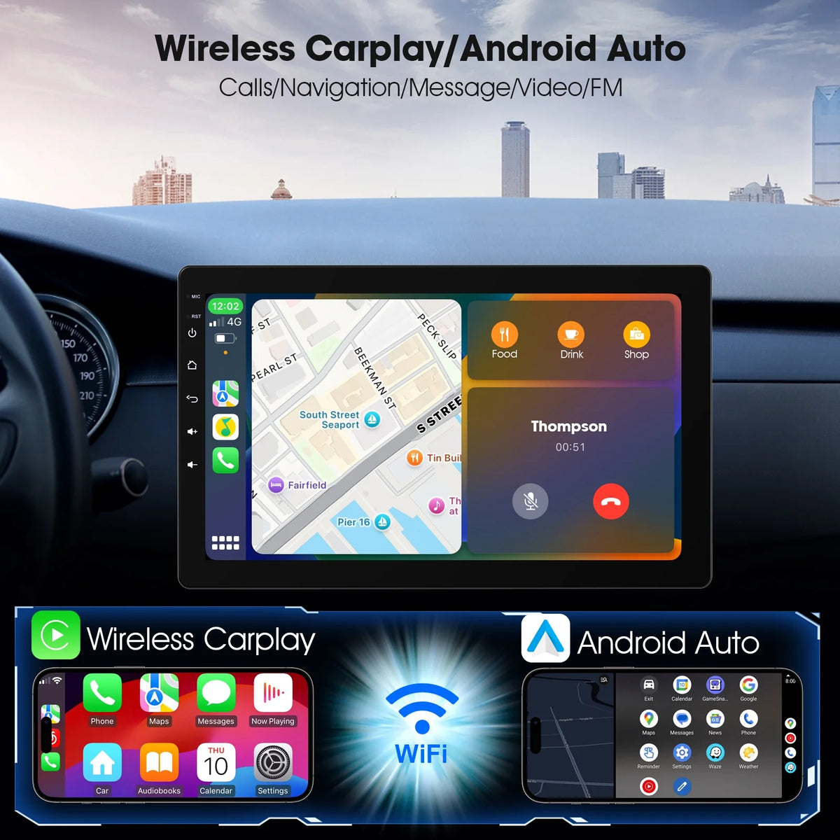 Haudio 10.1" Rotatable Touch Screen Car Stereo Single Din, Wireless CarPlay/Android Auto Car Video, 2GB+32GB, GPS Navigation, Hi-Fi Sound Car Audio, BT 4.2, Backup Camera(Vertical Fit)