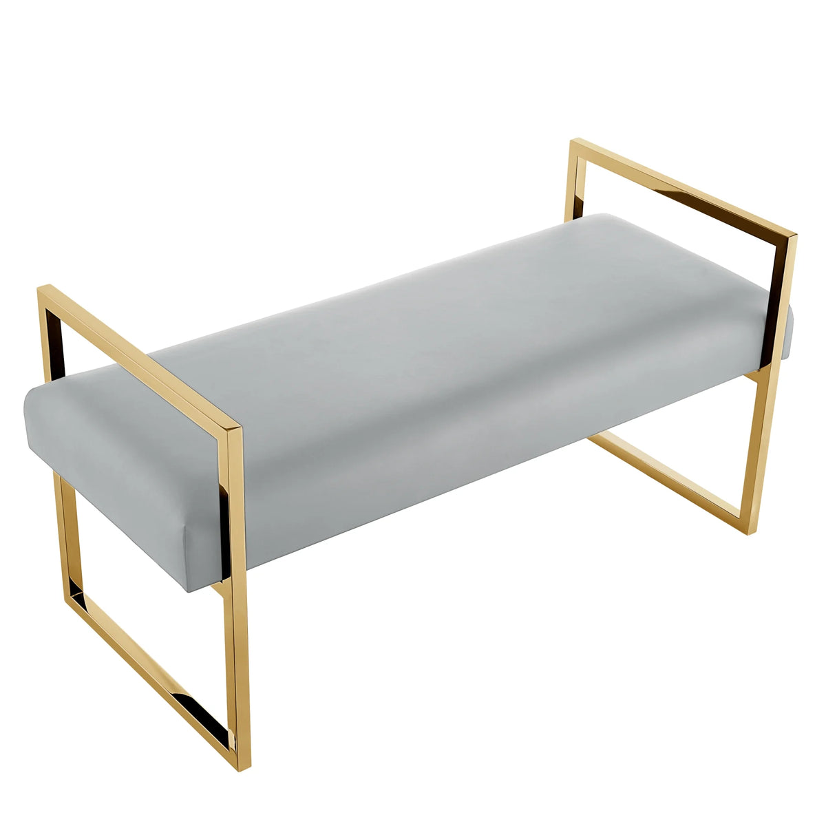 Madisen Velvet Bench with Gold Frame, Navy