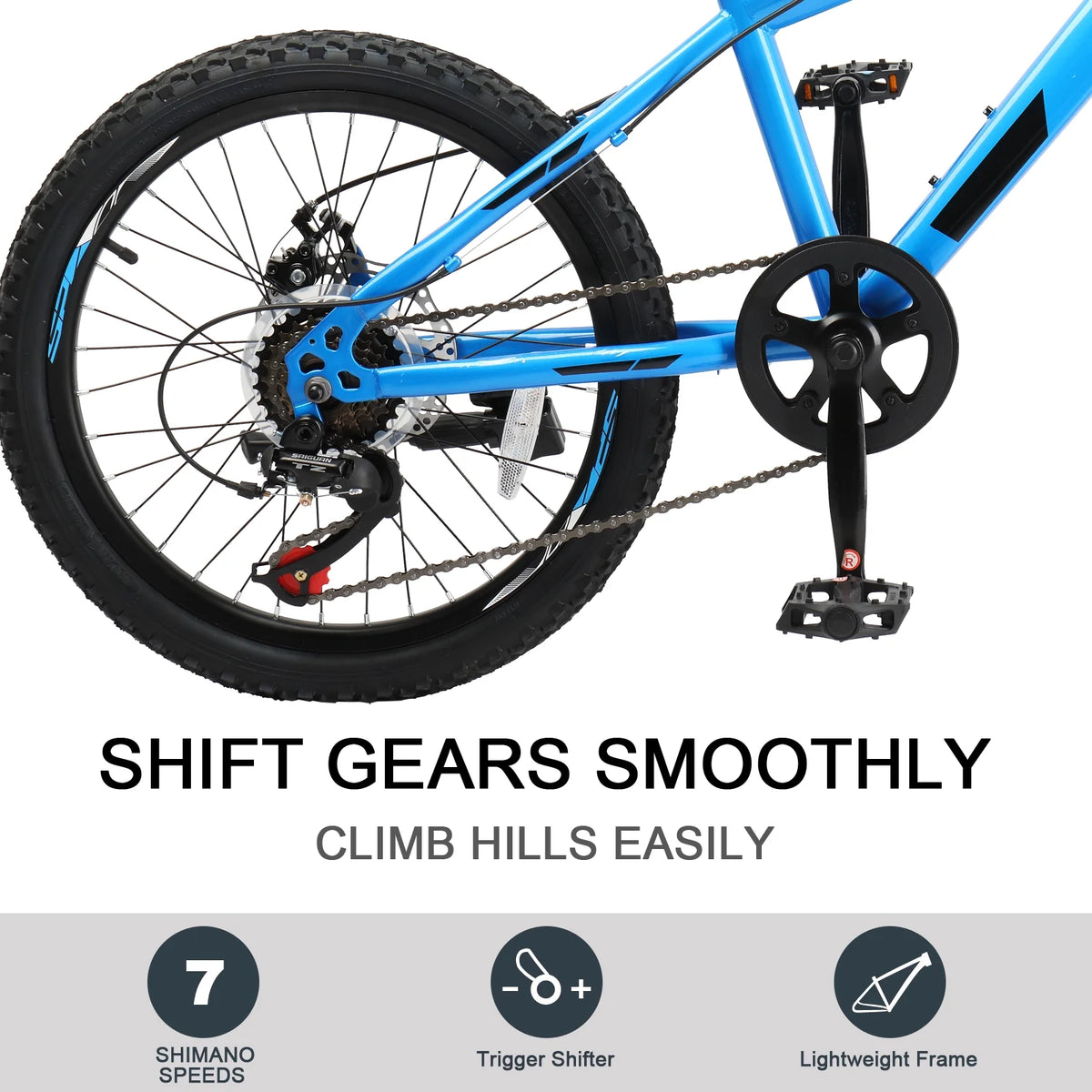 Ktaxon 20" Mountain Bike, 7 Speed Bike with Disc Brakes, Black