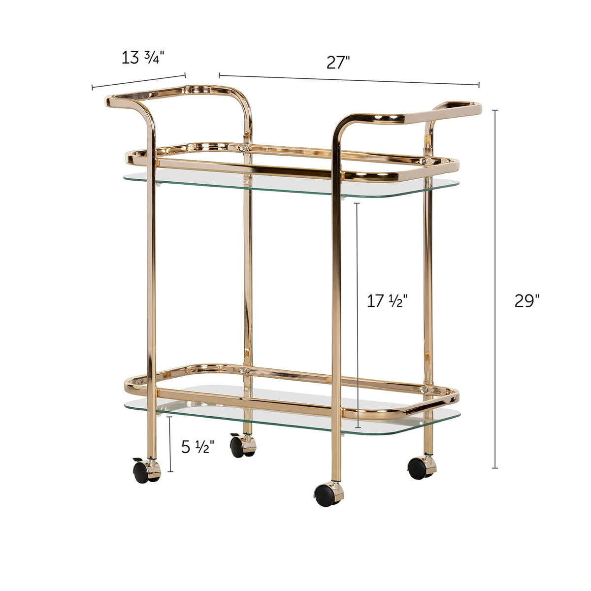 South Shore Maliza Bar Cart, Gold/Clear