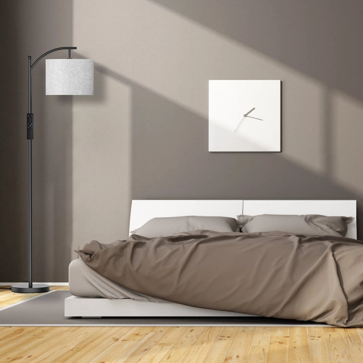 Pazzo Metal Arc Floor Lamp with Remote Control & Stepless Dimmable Bulb, for Living Room, Bedroom, Black