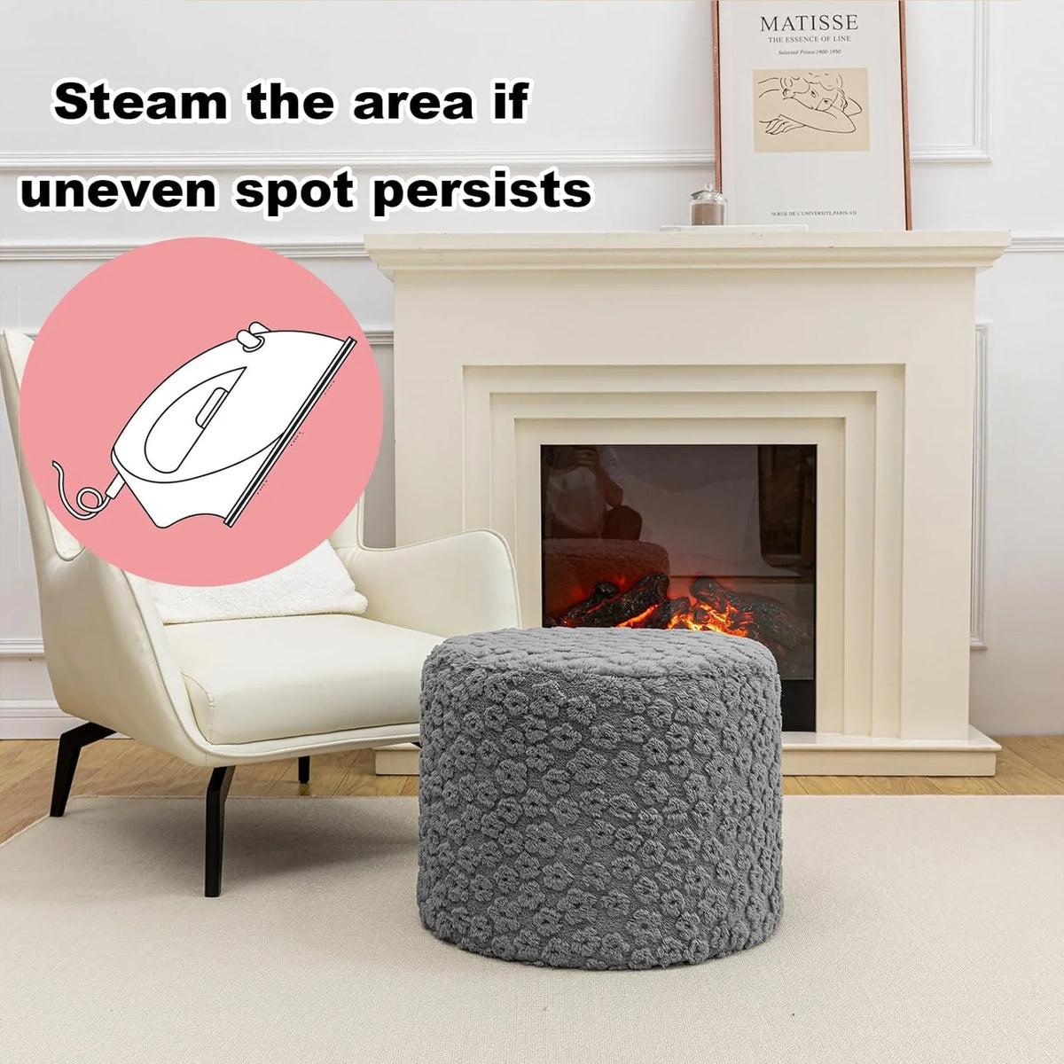 Ottoman Foot Rest Stuffed Round Boho Floor Poof Seating Armchair Ottoman Foot Stool Floor Cushion Bean Bag Pouf 18x18x14 Inch Burgundy