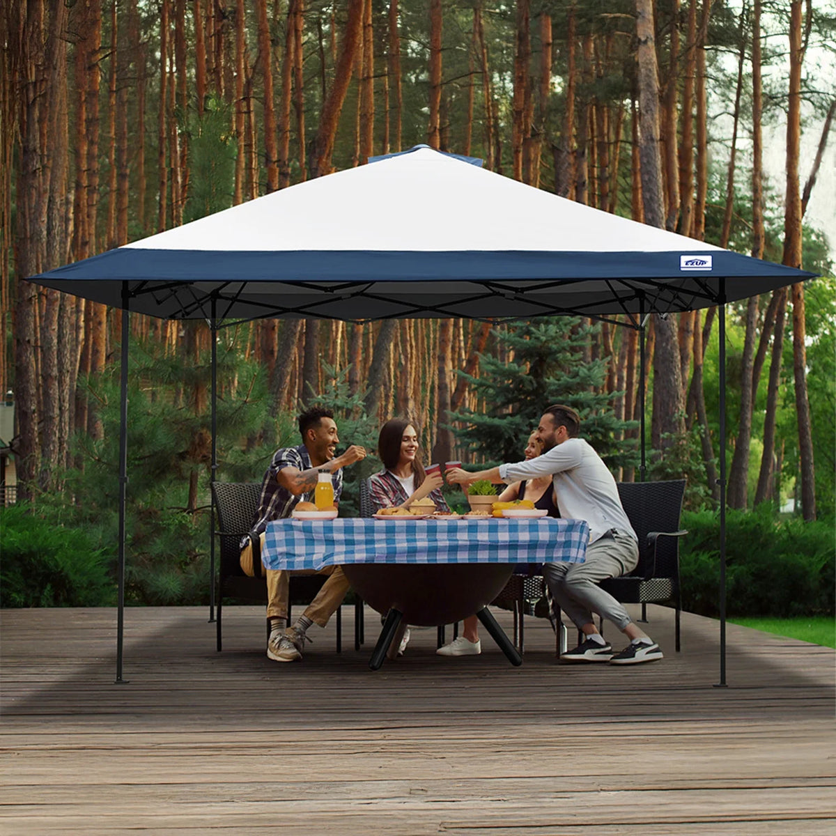 E-Z UP 13x13 ONE-UP Instant Canopy Tent �?Pop Up Outdoor Shade Tent with Vented Top, Adjustable Height & Roller Bag