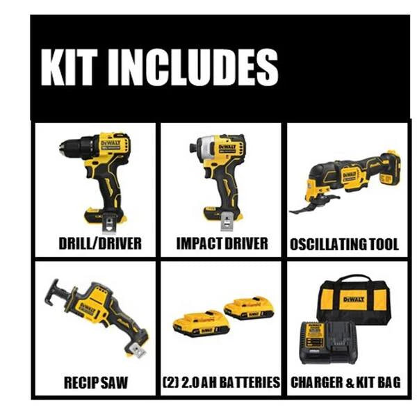 ATOMIC 20V MAX Lithium-Ion Cordless Brushless 4 Tool Combo Kit and 20V MAX Cordless Brushless 6.5 in. Circular Saw