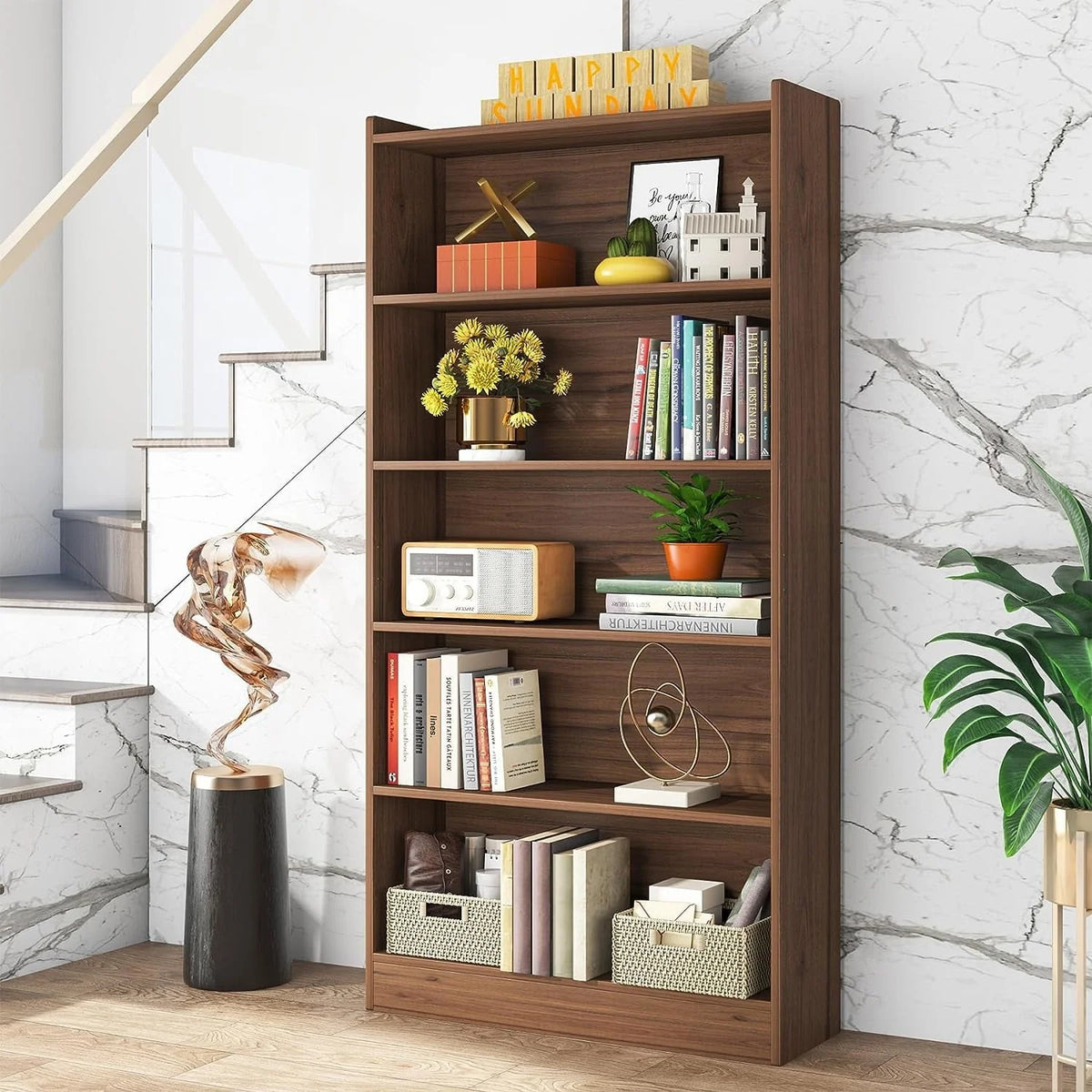Tribesigns 72" Tall Bookshelf, Modern 6-Shelf Open Bookcase, White