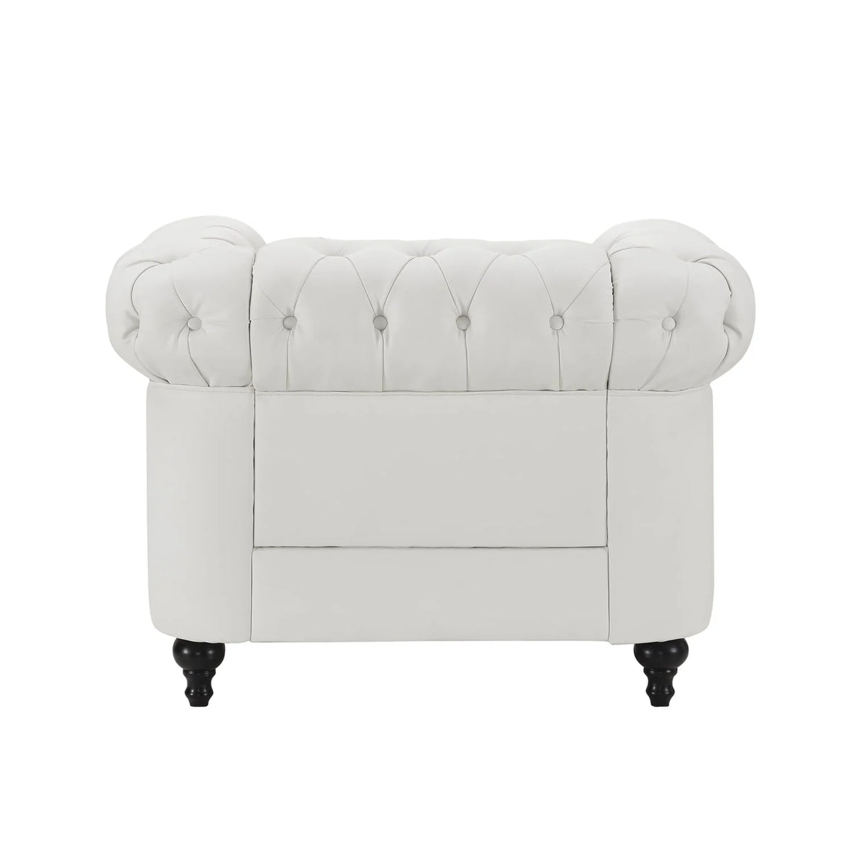 Naomi Home Emery Chesterfield Sofa & Accent Chair with Rolled Arms, Tufted Cushions, White