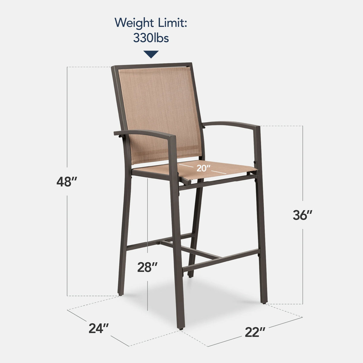 Best Choice Products Outdoor Barstools Set of 2, Bar Height Patio Chairs w/ All-Weather Mesh - Black/Black