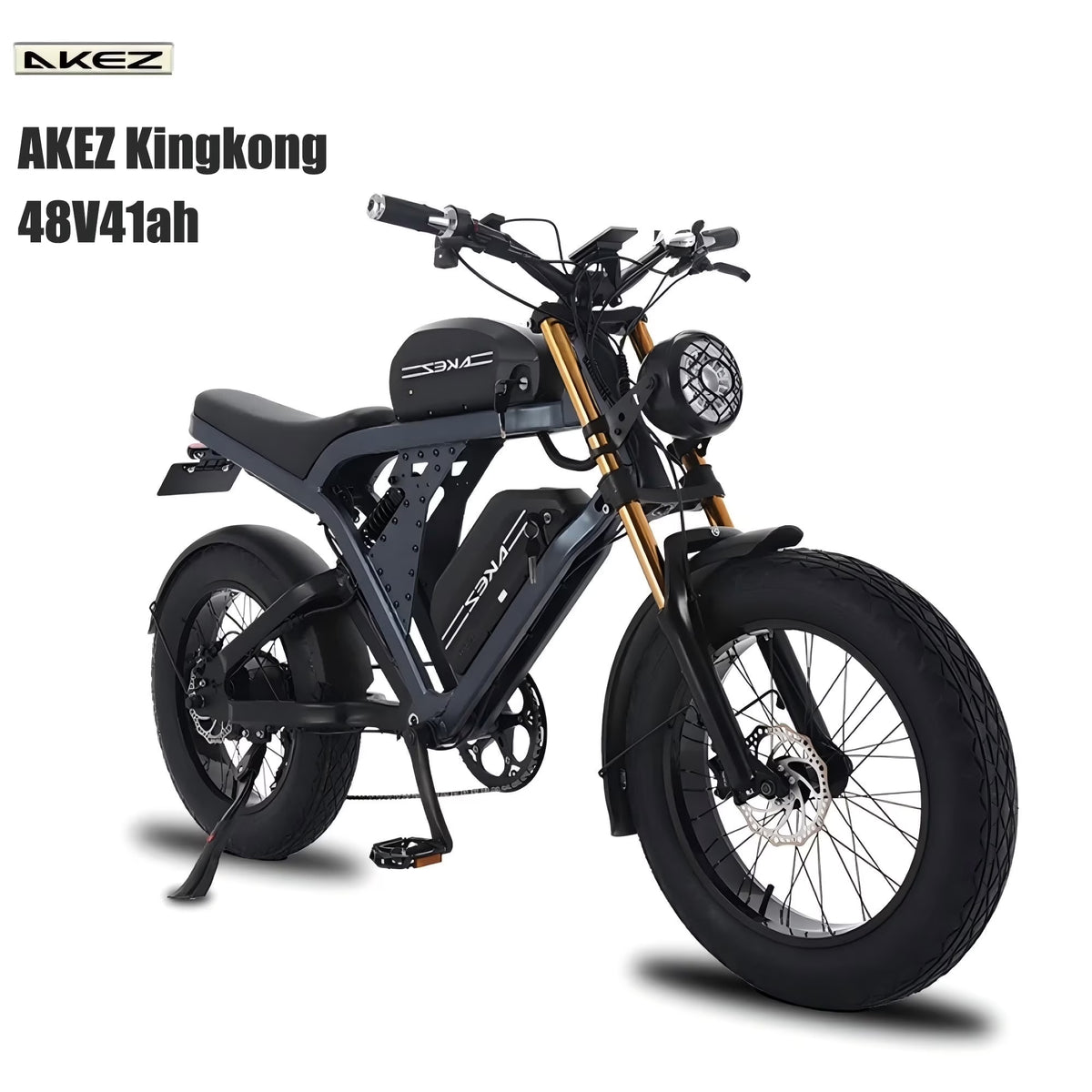 Peak 3000W AKEZ Kingkong 1500W Electric Bike,31MPH Electric Dirt Bike for Adults,48V41A Dual Removable Battery Mountain Ebike,20'' Fat Tire Ebike,7Speed,Hydraulic Brake