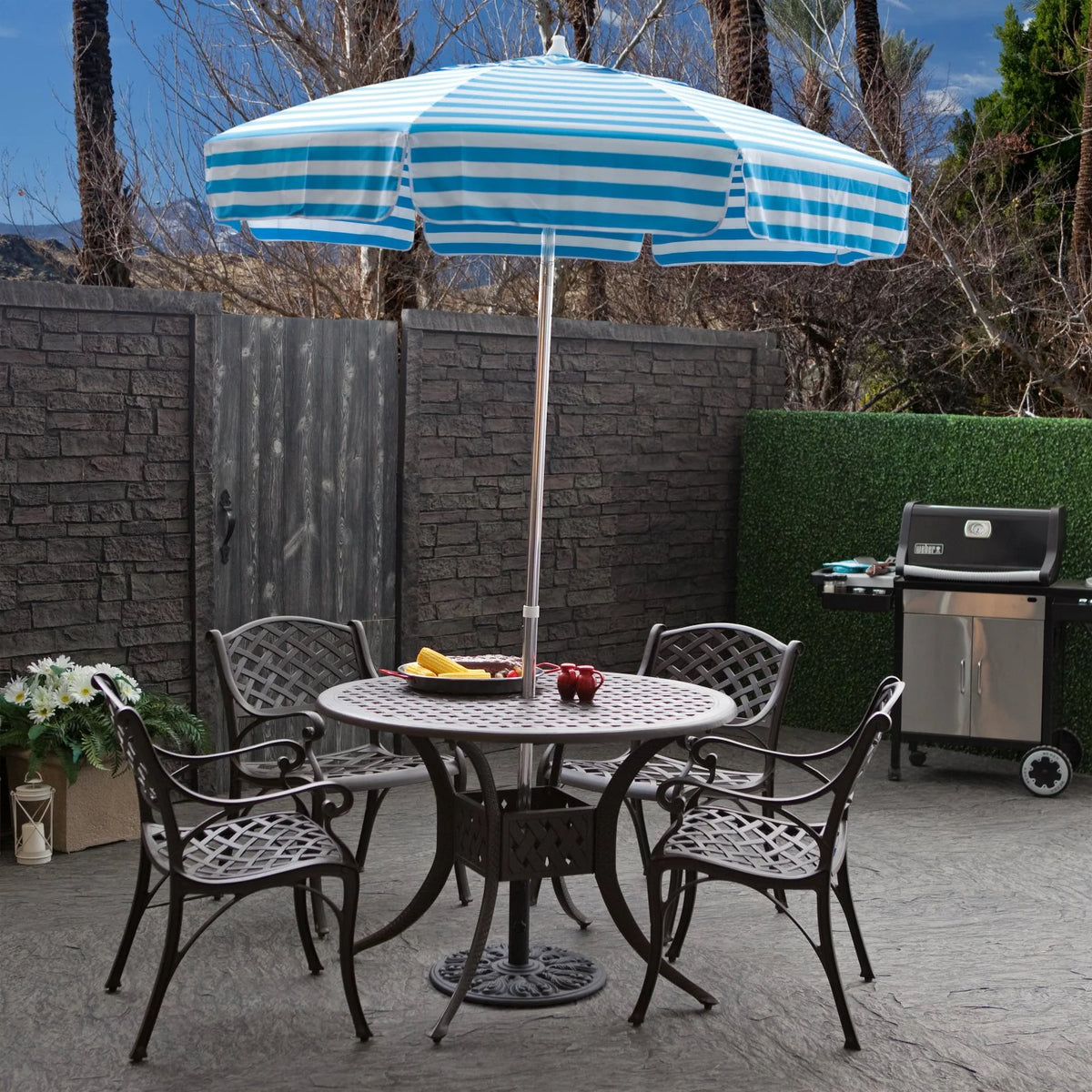 DestinationGear 6 ft. Aluminum Italian Stripe Patio Umbrella