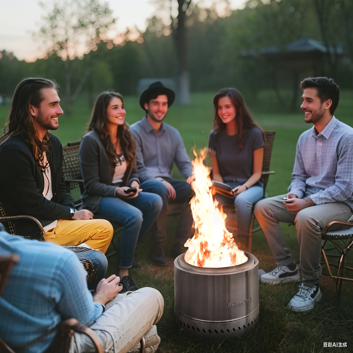 Dodometrek Smokeless Portable Outside Fire Pit, 20in Stainless Steel