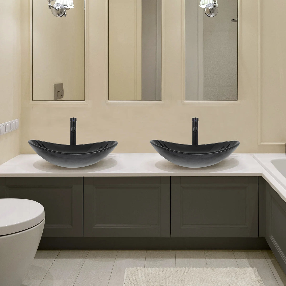 FULLWATT Bathroom Ceramic Sink Vanity Vessel Basin Porcelain Faucet Drain Combo Rectangle,White