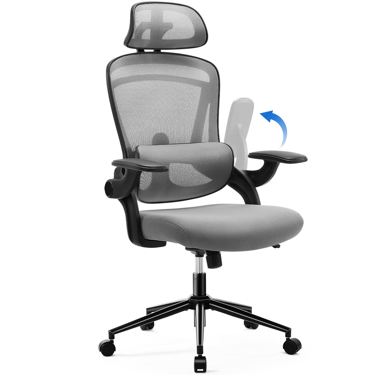 CONCETTA Ergonomic High Back Office Chair with Adjustable Lumbar Support, Headrest for Adults, Black