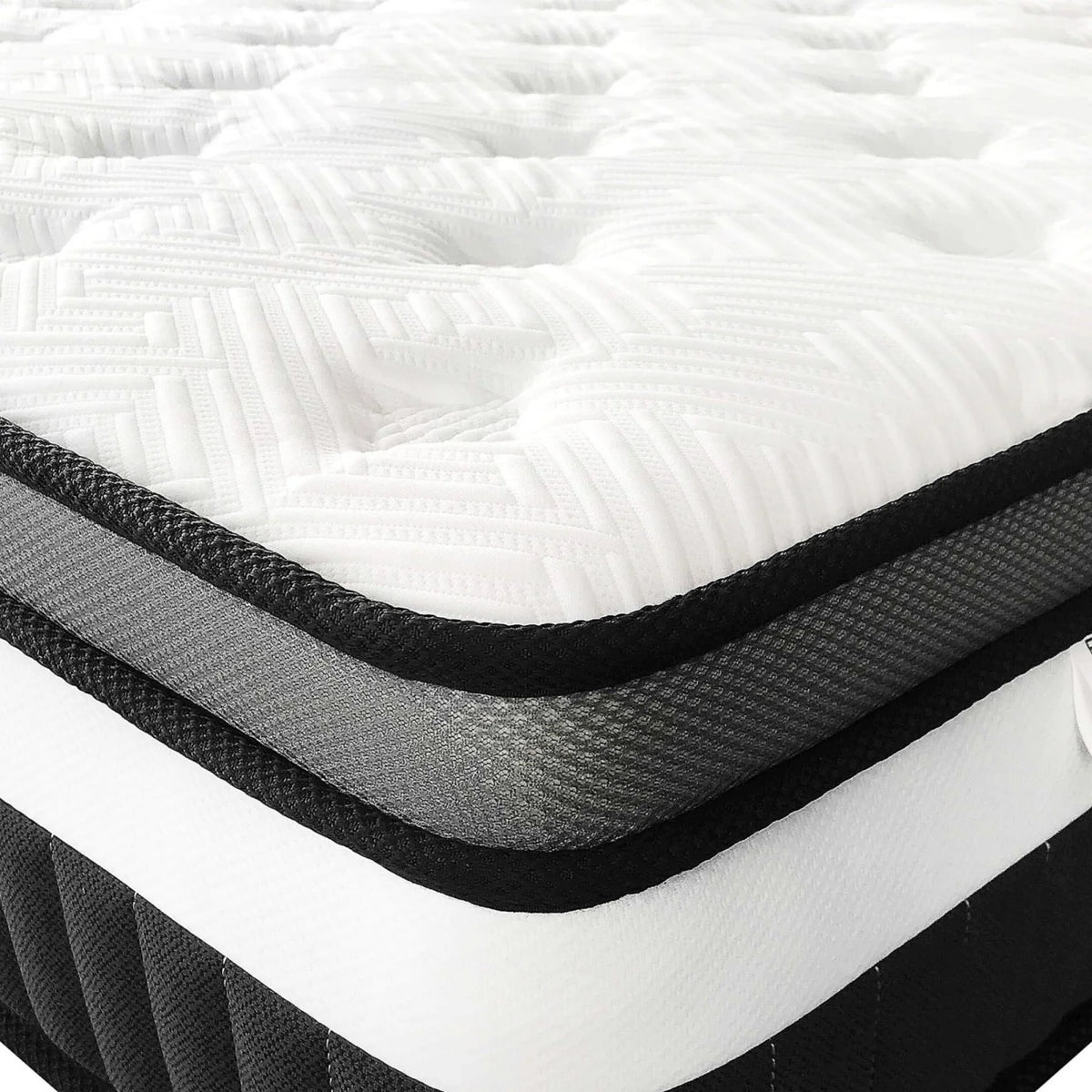 Qvamodo 14 Inch Hybrid King Mattress- Medium Firm King Size Bed in a Box - CertiPUR-US Certified Memory Foam, King Size mattress for Pressure Relief, Cooling Sleep, and Motion Isolation