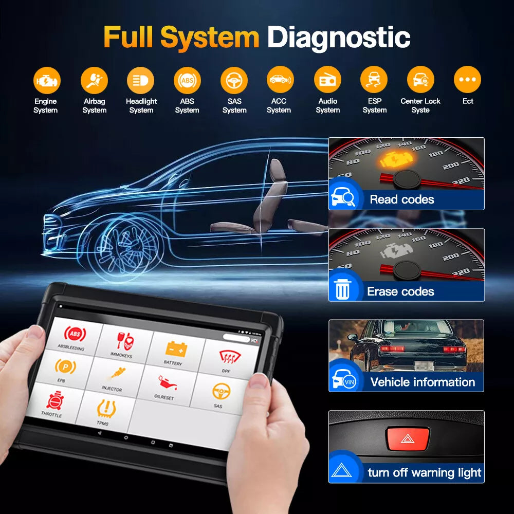 Ancel X6 Wireless OBD2 Diagnostic Scan Tool All System OBD2 Scanner Automative ABS Oil EPB BMS SAS IMMO TPS TPMS Injector Coding DPF 10 Service Tool Car Code Reader 10inch Tablet 2 Years Free Update