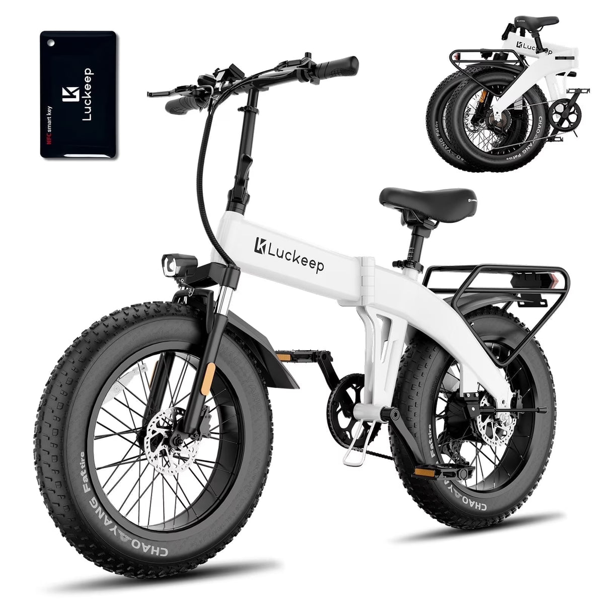 Luckeep X1 Lite Foldable Electric Bike for Adults 1500W Peak Motor,720WH Removable Battery,28MPH 60 Miles Long Range,20"*4" Fat Tire All-Terrain E-bike with Front Suspension,Mountain Electric Bicycle