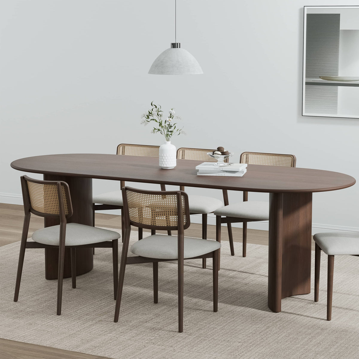 Haiden 79"x33.5" Soild Wood Dining Table Oval Kitchen Table, Black
