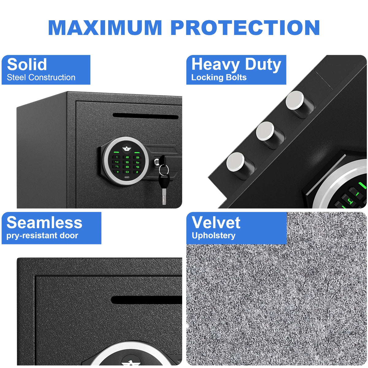 Silkight 6.5 Cu ft Home Safe Box - Fireproof  Depository Drop Safe with Backlit Keypad&Alarm System for Business Home