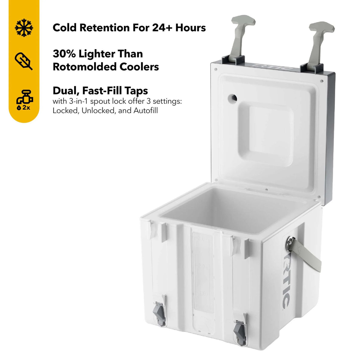 RTIC Halftime Water Cooler, 3 Gallon Hard-Sided Water Cooler, White
