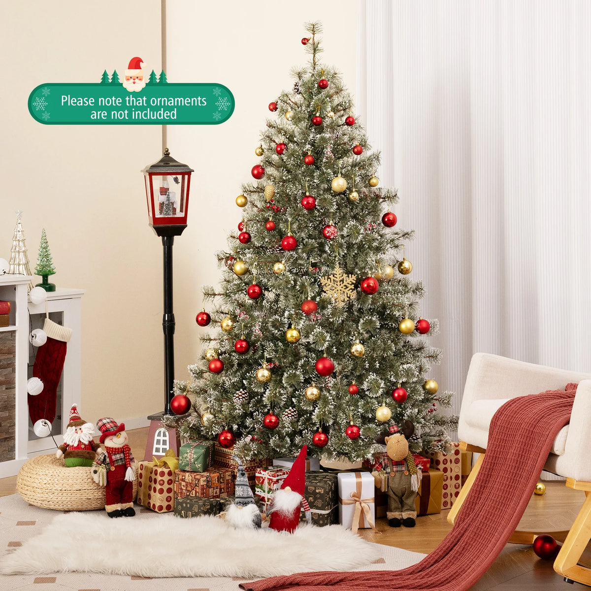 Costway 9 FT Artificial Christmas Tree with  360?�� Quick Power Connector 1714 Pine Needles