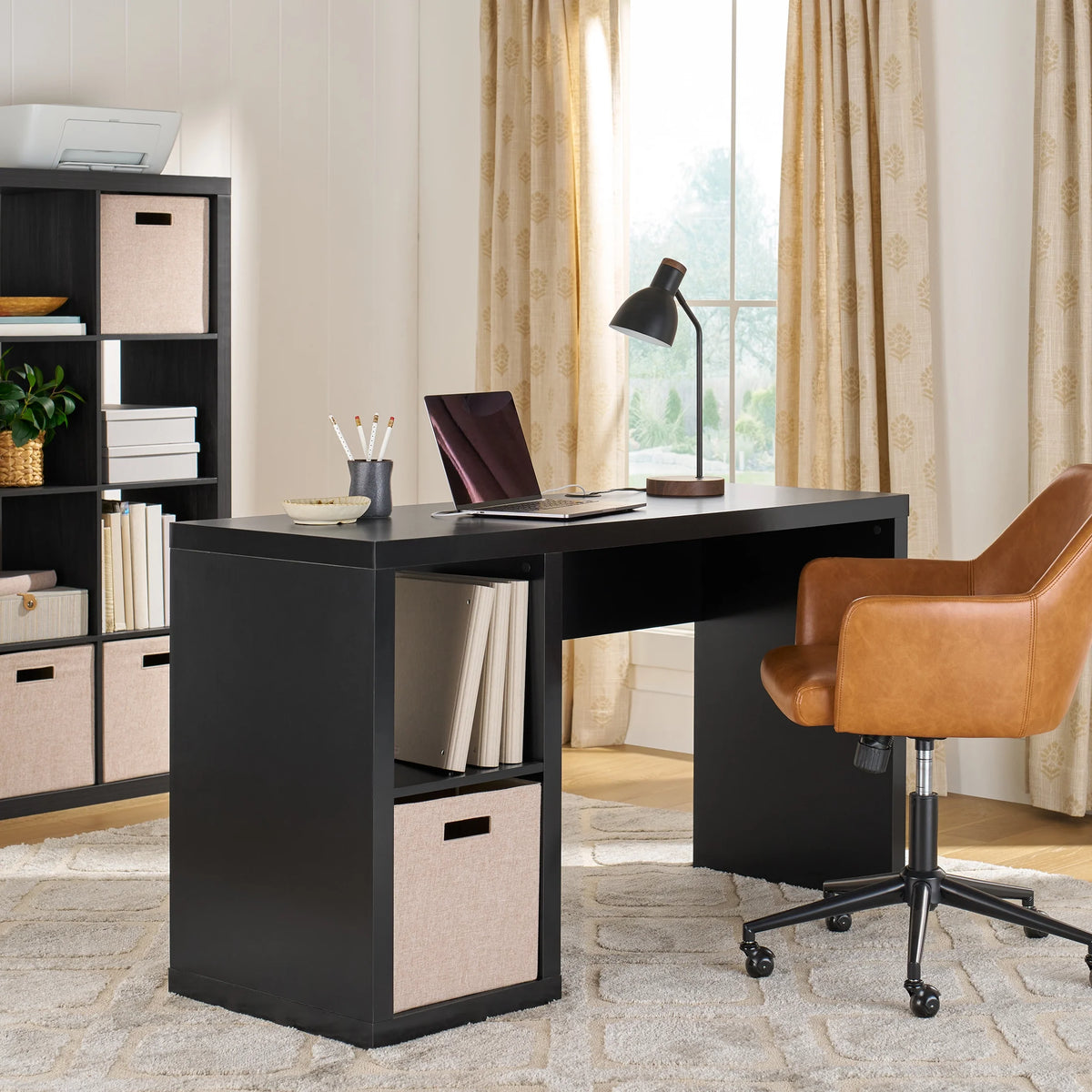 Better Homes & Gardens Cube Storage Office Desk, White Texture