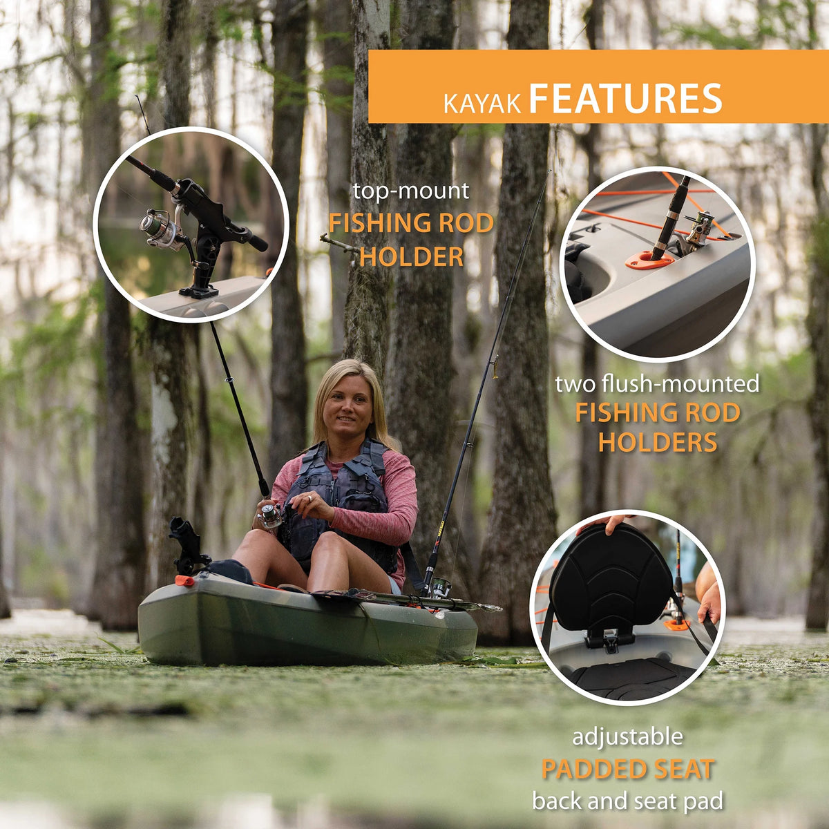 Lifetime Tamarack Angler 10 ft. Fishing Kayak, Volcano Fusion (91340)